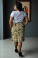 Hand Block Print Fawn Floral Pencil Skirt